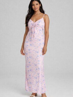 Wild Fable Soft Pink Floral Maxi Slip Dress Size L Cottagecore Romantic NWT